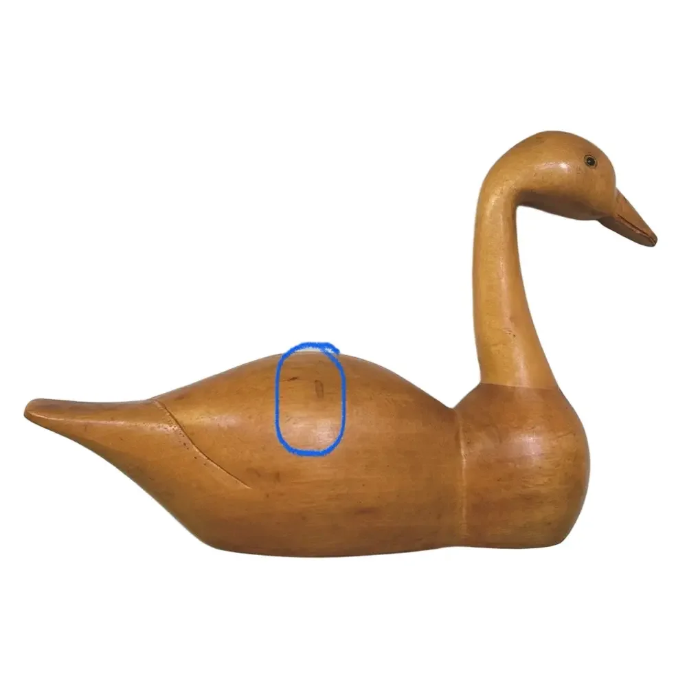 Vintage Hand Carved Wood Duck Decor Inlaid Eyes Hunter Cabin Man Cave Decoy